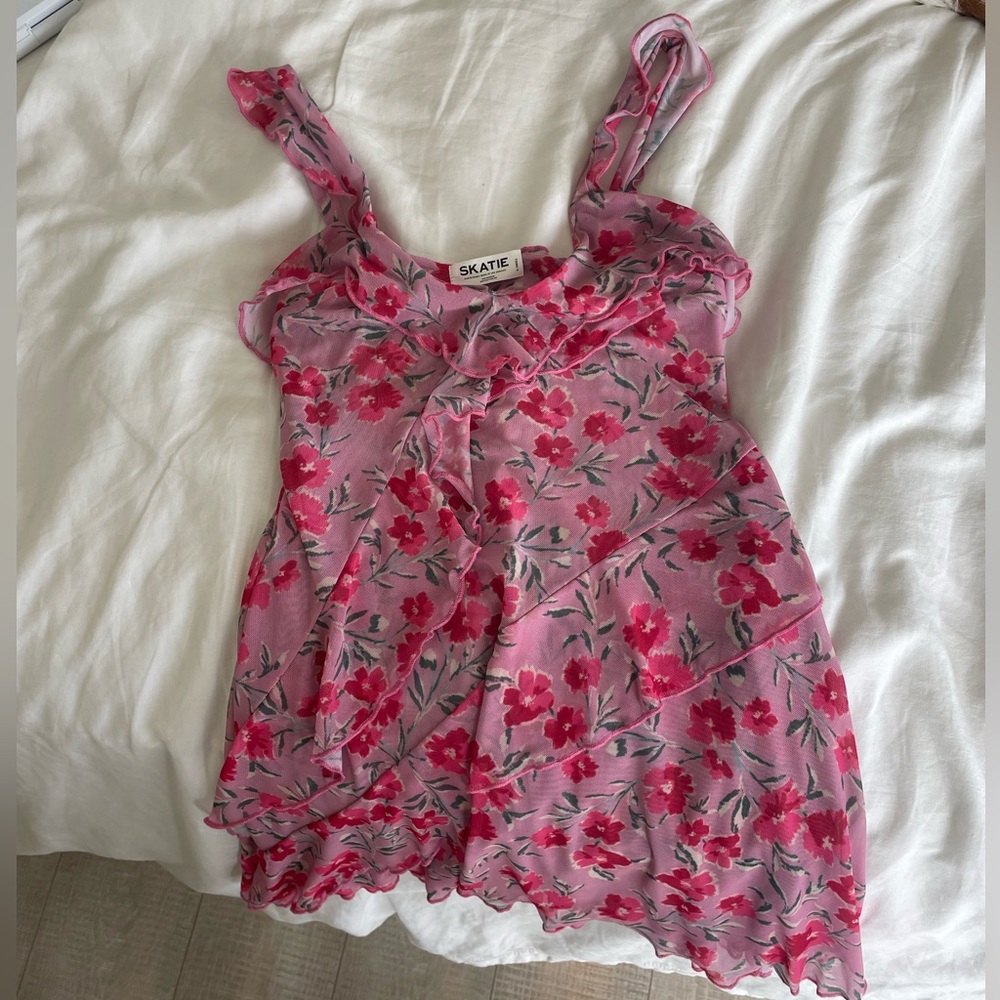 Mesh Ruffled Mini Dress